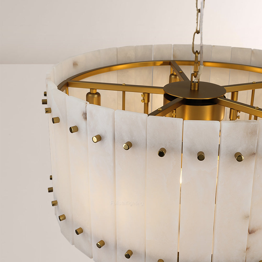 Mara Alabaster Round Tiered Chandelier 22"