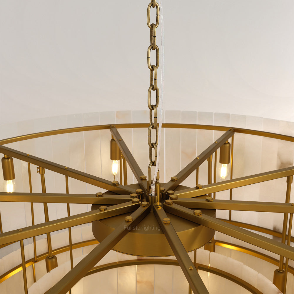 Mara Alabaster Round Tiered Chandelier 48"