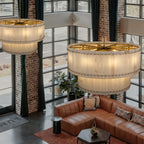 Mara Alabaster Round Tiered Chandelier 60"