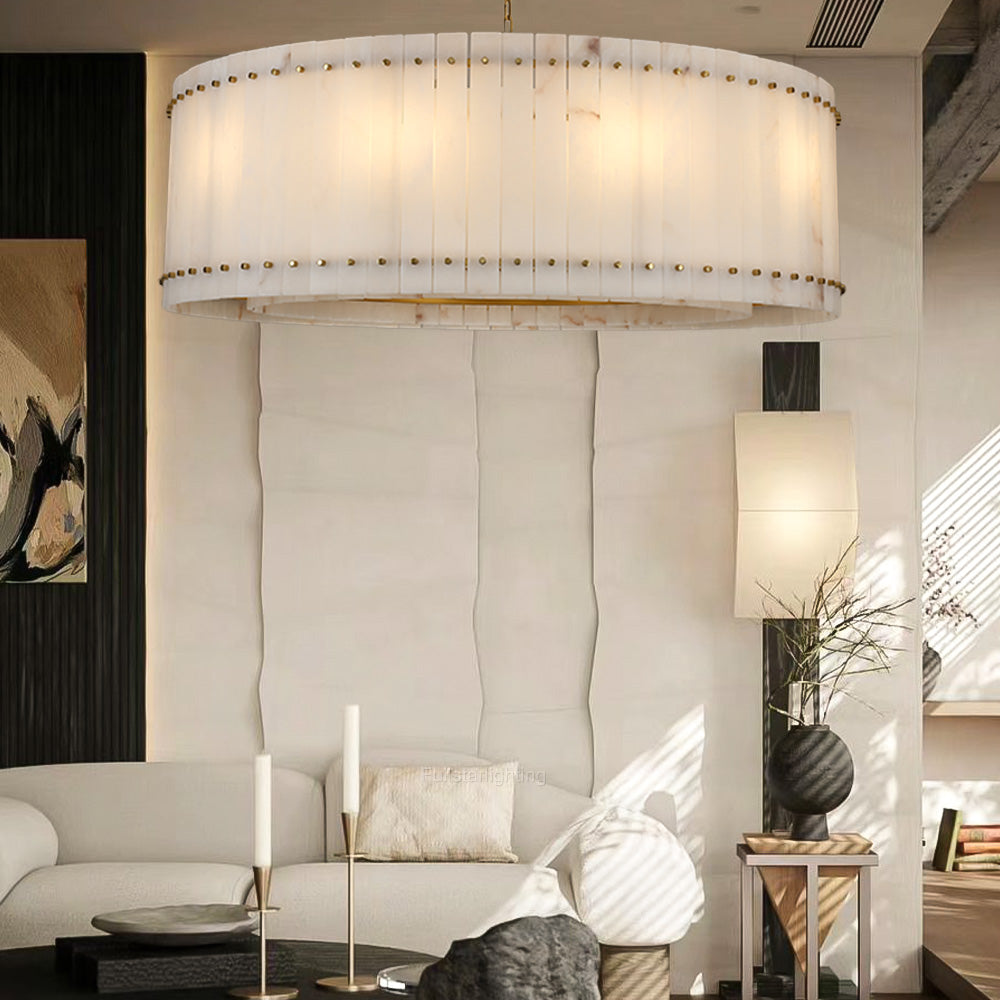Mara Alabaster Round Chandelier 48"