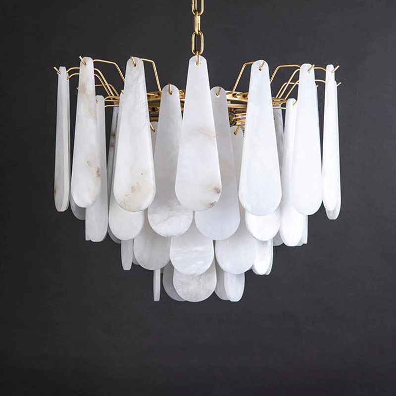 Alabaster Feathery Chandelier- kimoylights