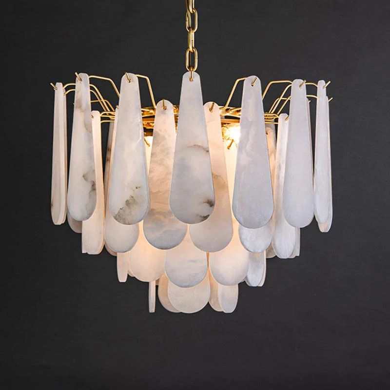 Alabaster Feathery Chandelier - kimoylights