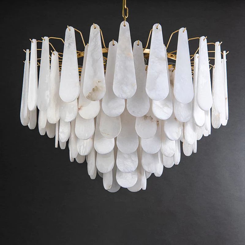 Alabaster Feathery Chandelier - kimoylights