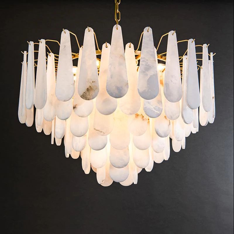 Alabaster Feathery Chandelier - kimoylights