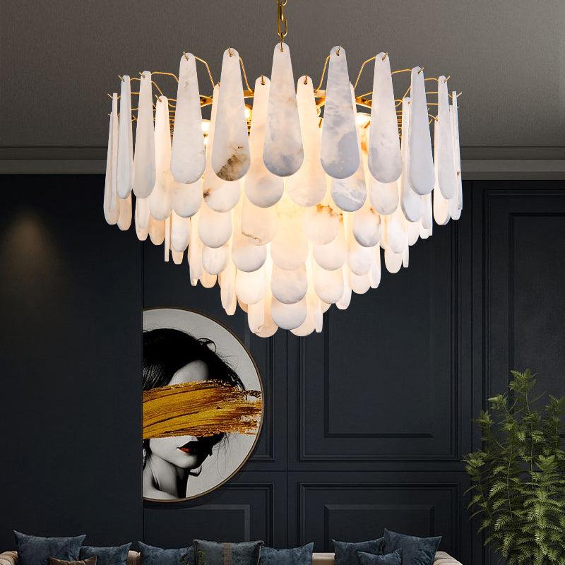 Alabaster Feathery Chandelier- kimoylights