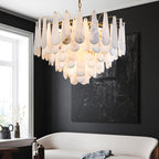 Alabaster Feathery Chandelier - kimoylights
