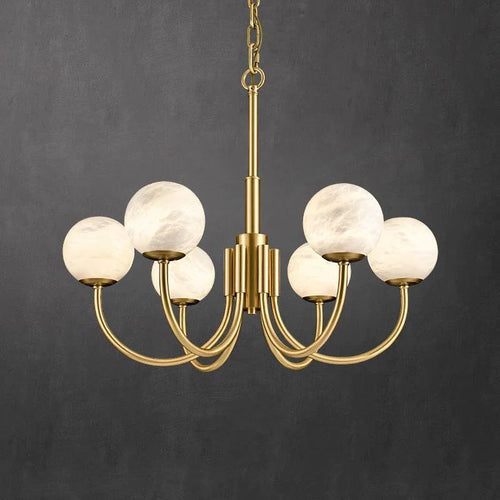 Alabaster Modern Brass Chandelier - kimoylights