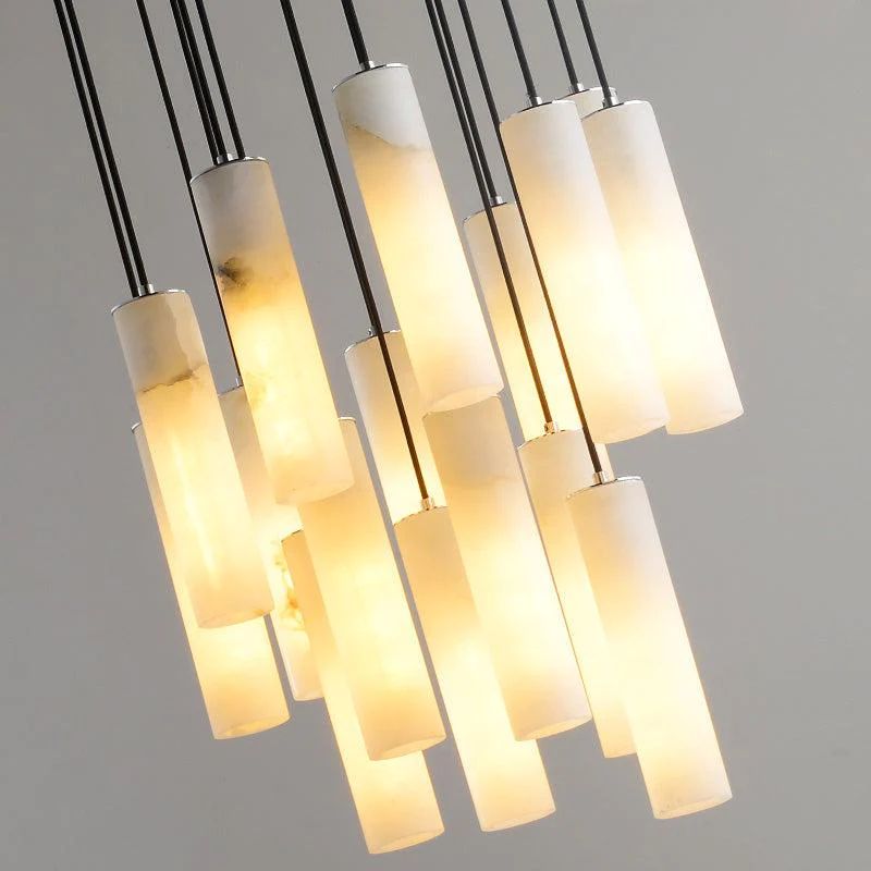Alabaster Modern Cylindrical Round Chandelier - kimoylights