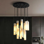 Alabaster Modern Cylindrical Round Chandelier - kimoylights