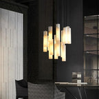 Alabaster Modern Cylindrical Round Chandelier  - kimoylights