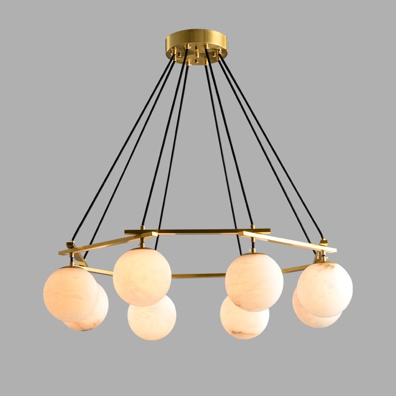 Alabaster Modern Round Ball Chandelier - kimoylights