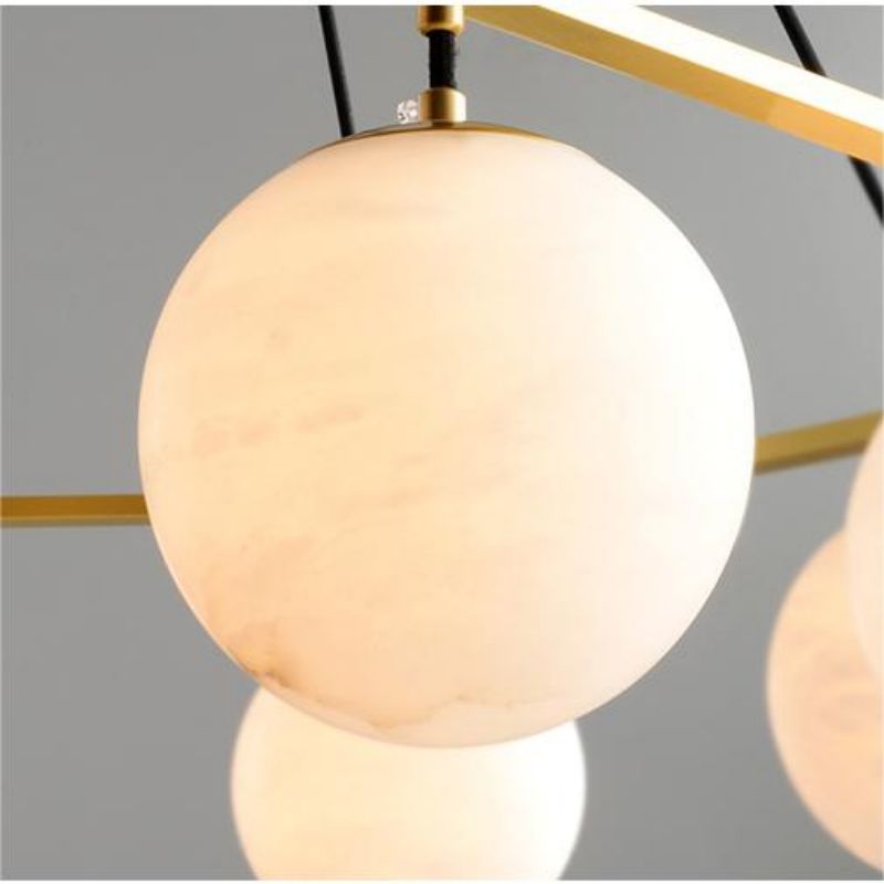 Alabaster Modern Round Ball Chandelier  - kimoylights
