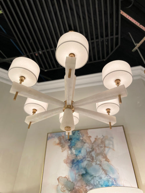 Alabaster Six-Light Round Chandelier  - kimoylights
