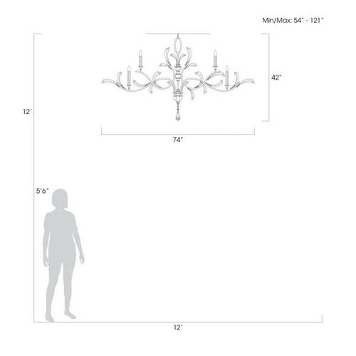 Alicek Candle Oblong Chandelier 74" - kimoylights