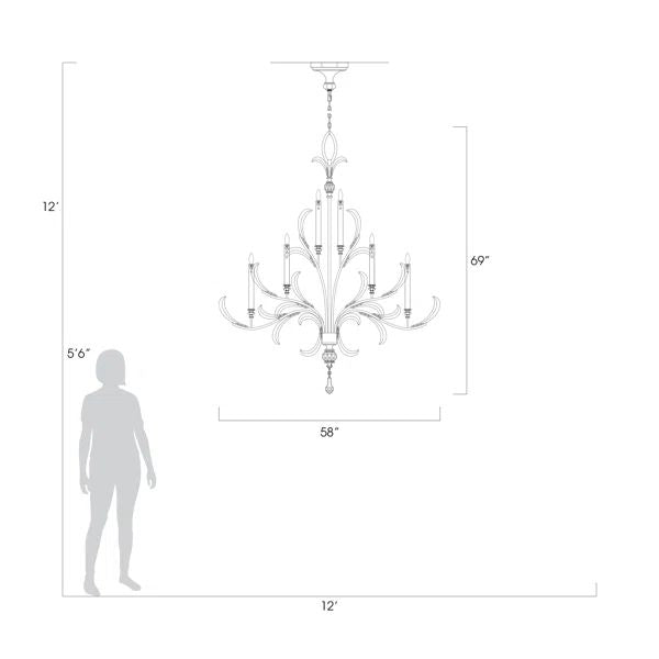 Alicek Candle  Arcs  2-Tier Chandelier 57" - kimoylights