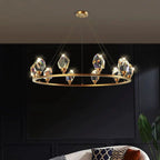 Angelia Faceted Crystal Prisms Crown Chandelier - kimoylights