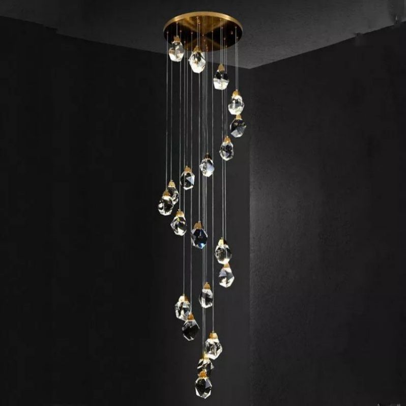 Angelia Faceted Crystal Prisms Chandeliers For Staircase - kimoylights