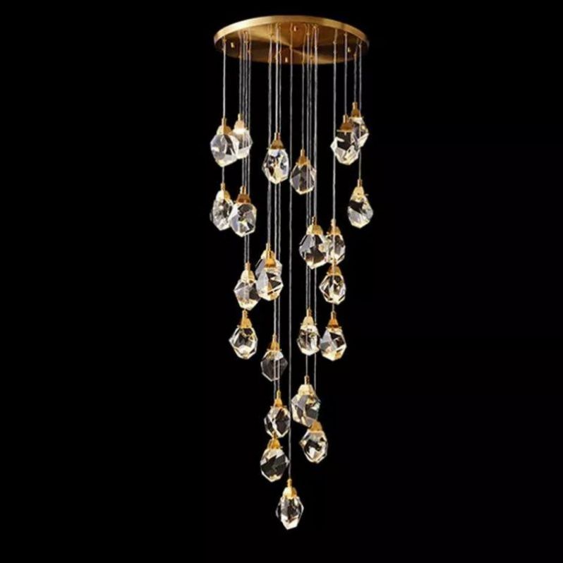 Angelia Faceted Crystal Prisms Chandeliers For Staircase - kimoylights