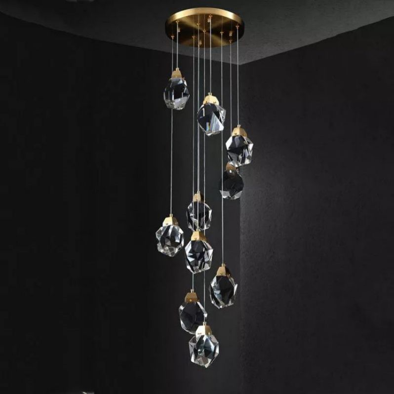 Angelia Faceted Crystal Prisms Chandeliers For Staircase - kimoylights