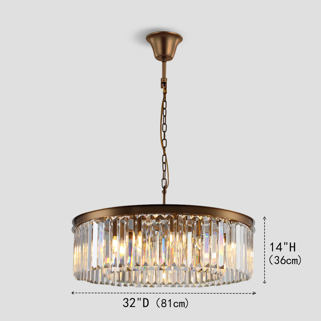 1920s Olion 1-Tier Crystal Round Chandelier