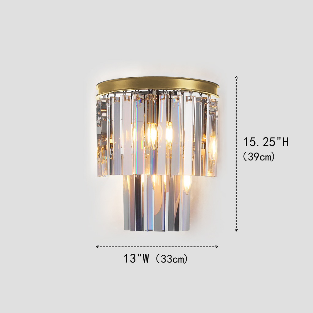 1920s Tedem 2-Tier Crystal Semi-Round Sconce