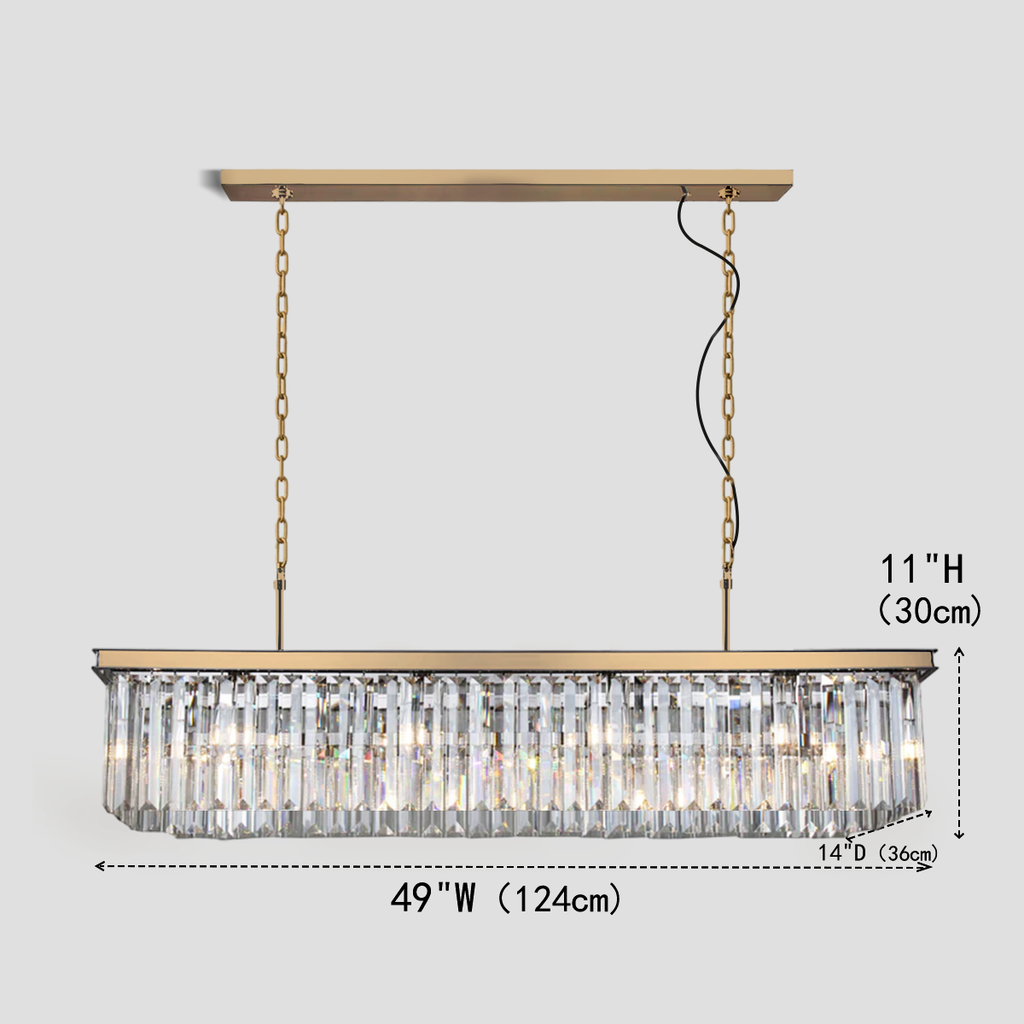 1920s Olion Single-Tier Rectangular Crystal Rod Chandelier
