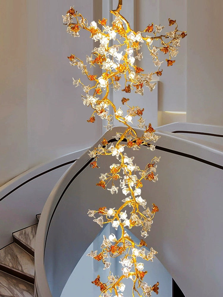 Art Flower Staircase Long Branch Chandelier -kimoylights