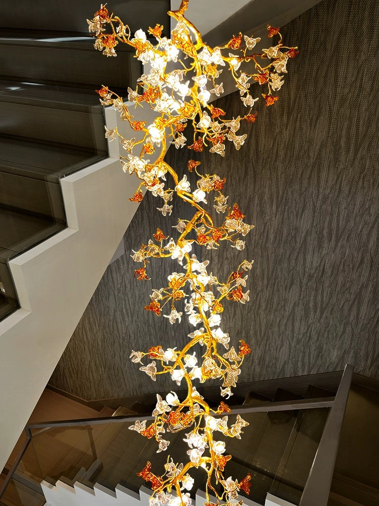 Art Flower Staircase Long Branch Chandelier - kimoylights