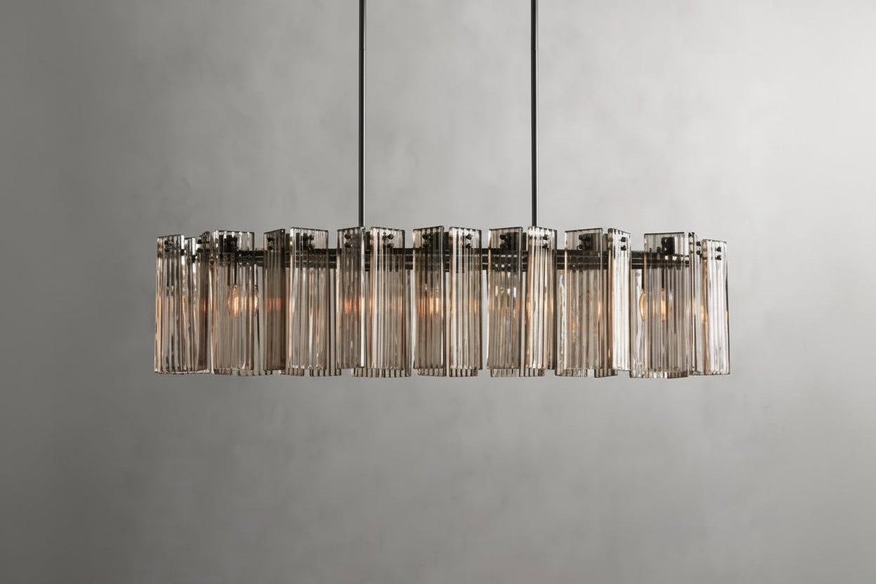Art Glass Delsia Linear Chandelier 51.5" - kimoylights