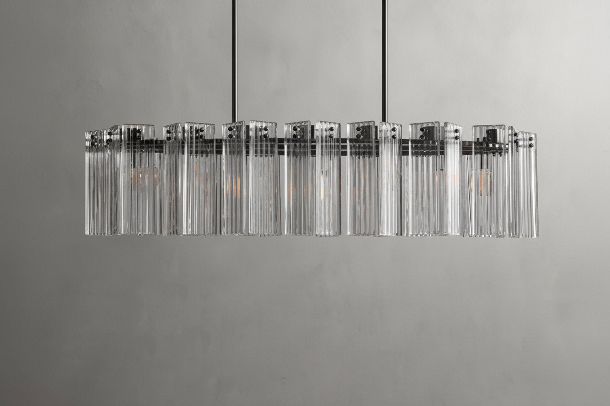 Art Glass Delsia Linear Chandelier 51.5" - kimoylights