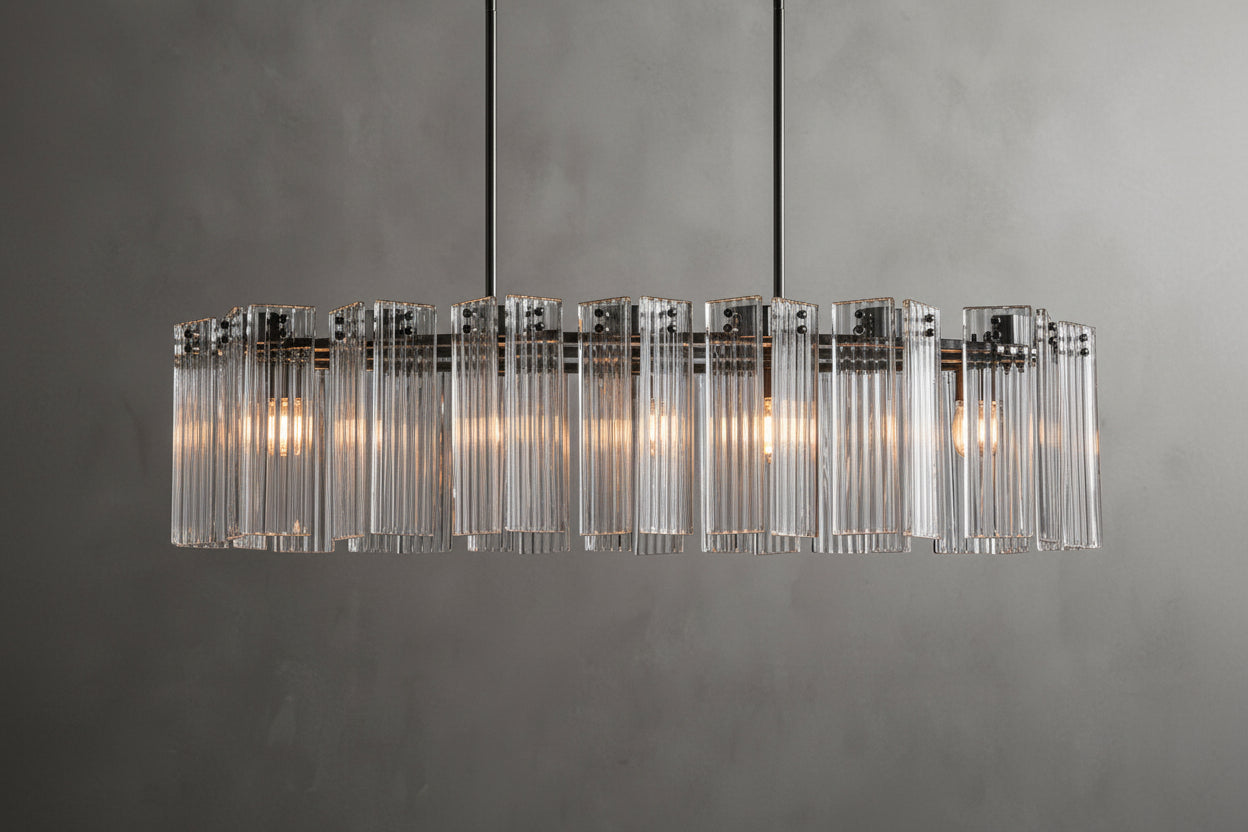 Art Glass Delsia Linear Chandelier 51.5" - kimoylights