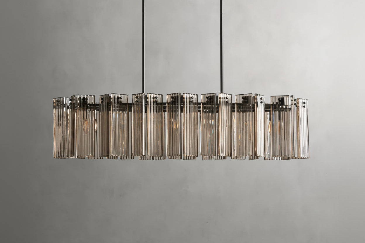 Art Glass Delsia Linear Chandelier 51.5" - kimoylights