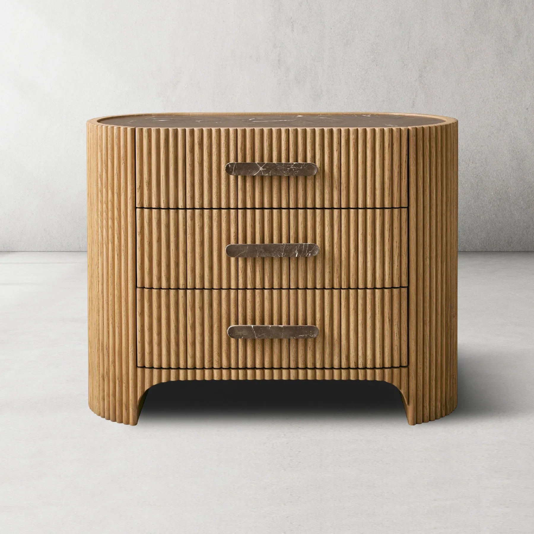 Aston Fluted 3-Drawer Nightstand