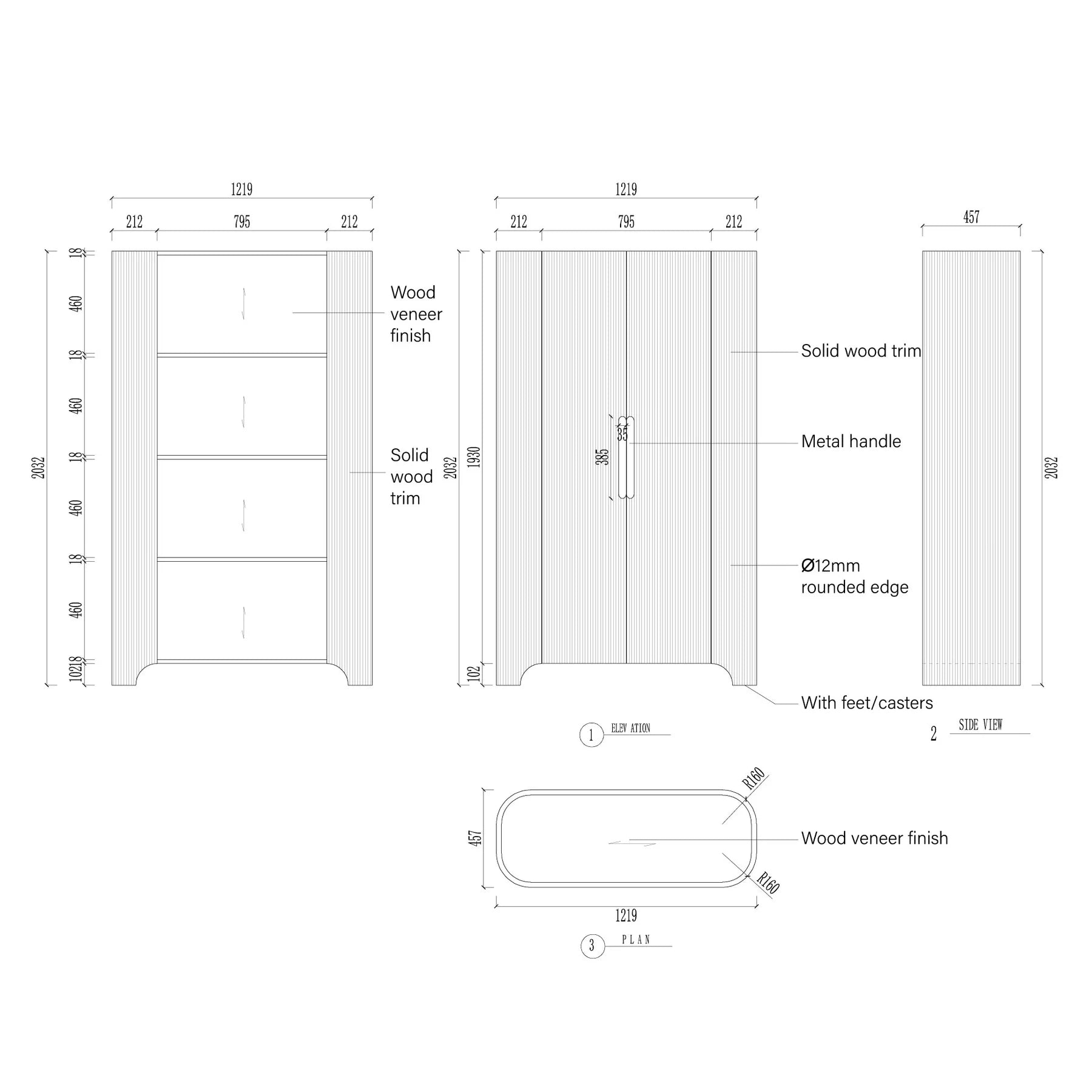 Aston Fluted Rounded Storage Cabinet