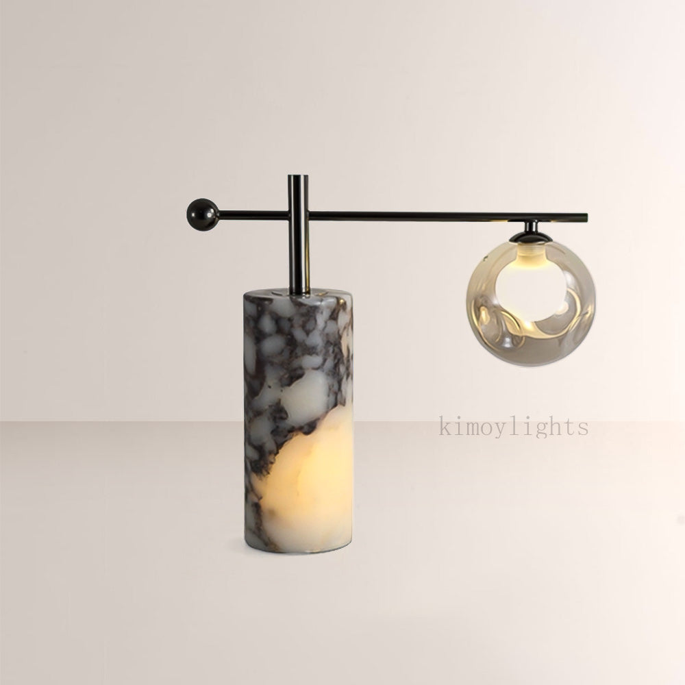 AuraVessel Balance-Arm Marble Base Globe Table Lamp