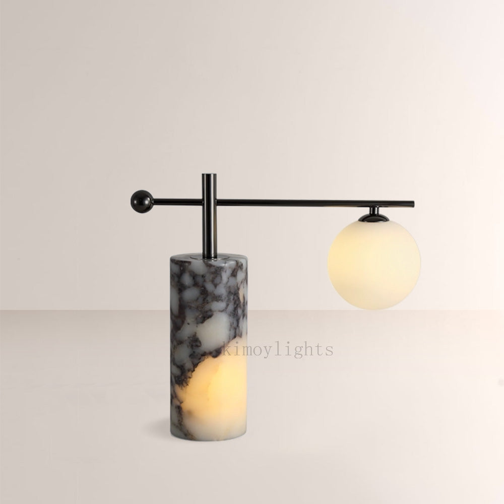 AuraVessel Balance-Arm Marble Base Globe Table Lamp