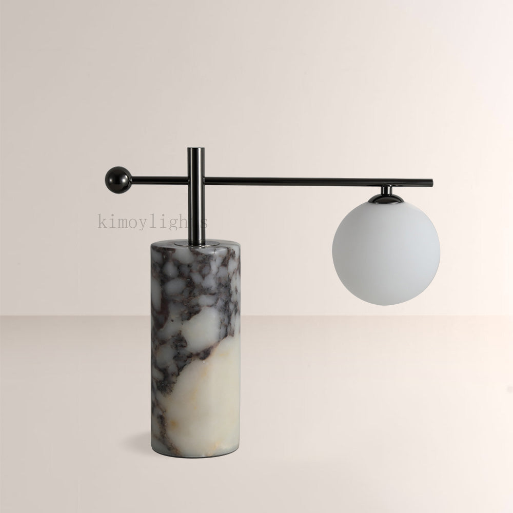 AuraVessel Balance-Arm Marble Base Globe Table Lamp