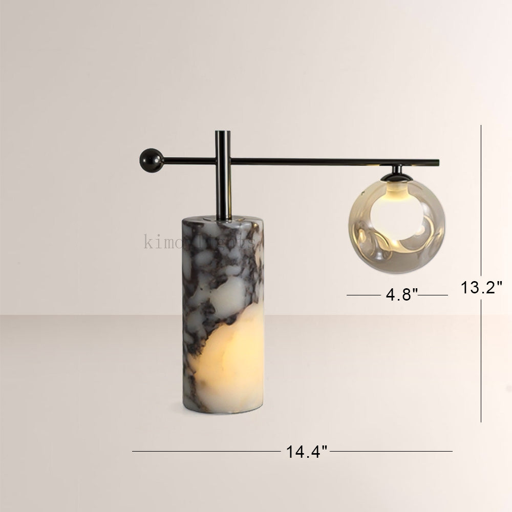 AuraVessel Balance-Arm Marble Base Globe Table Lamp