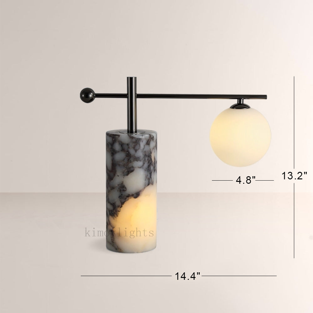 AuraVessel Balance-Arm Marble Base Globe Table Lamp