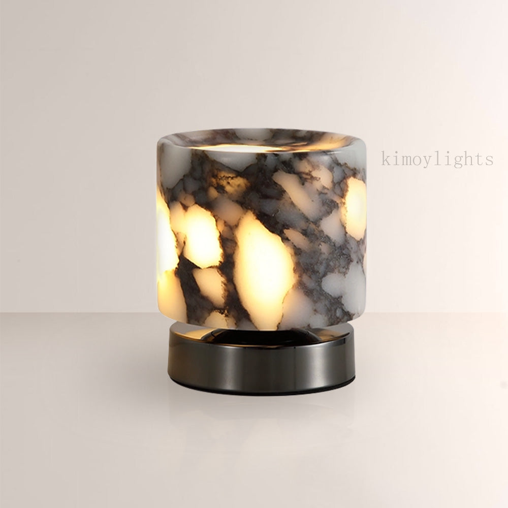 AuraVessel Cylindrical Marble Glow Accent Lamp