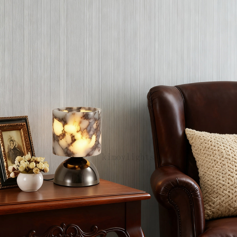 AuraVessel Cylindrical Marble Glow Accent Lamp