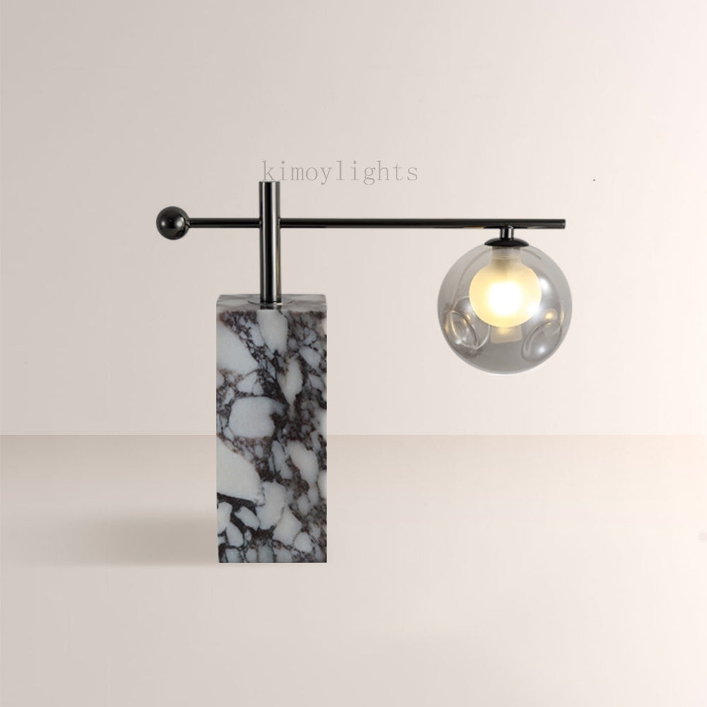 AuraVessel Marble-Base Balance Arm Globe Table Lamp