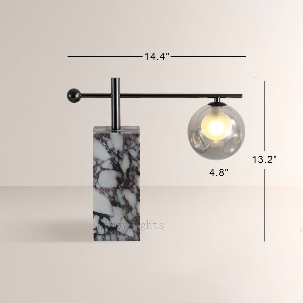 AuraVessel Marble-Base Balance Arm Globe Table Lamp