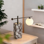 AuraVessel Marble-Base Balance Arm Globe Table Lamp