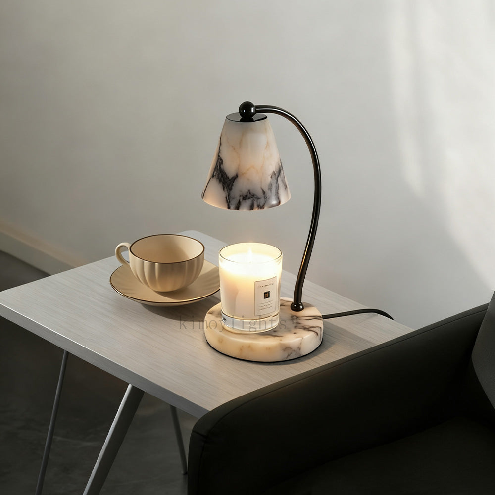 AuraVessel Stone-Tone Tapered Shade Table Lamp