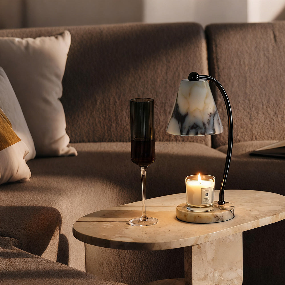 AuraVessel Stone-Tone Tapered Shade Table Lamp