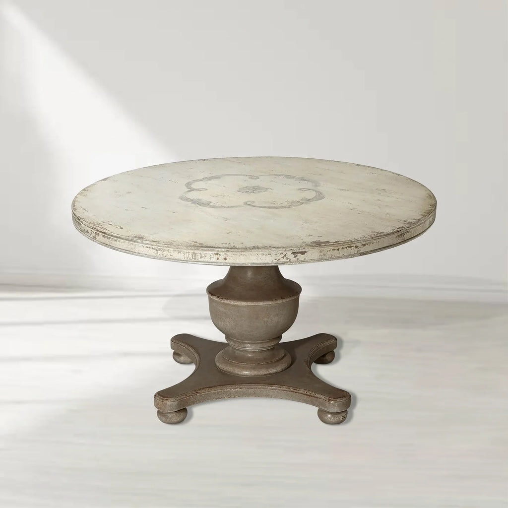 Bianco Hand-Painted Round Pedestal Dining Table