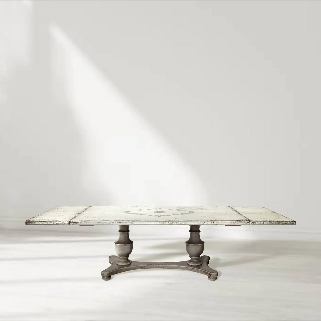 Bianco Reclaimed Wood Extendable Double Pedestal Dining Table