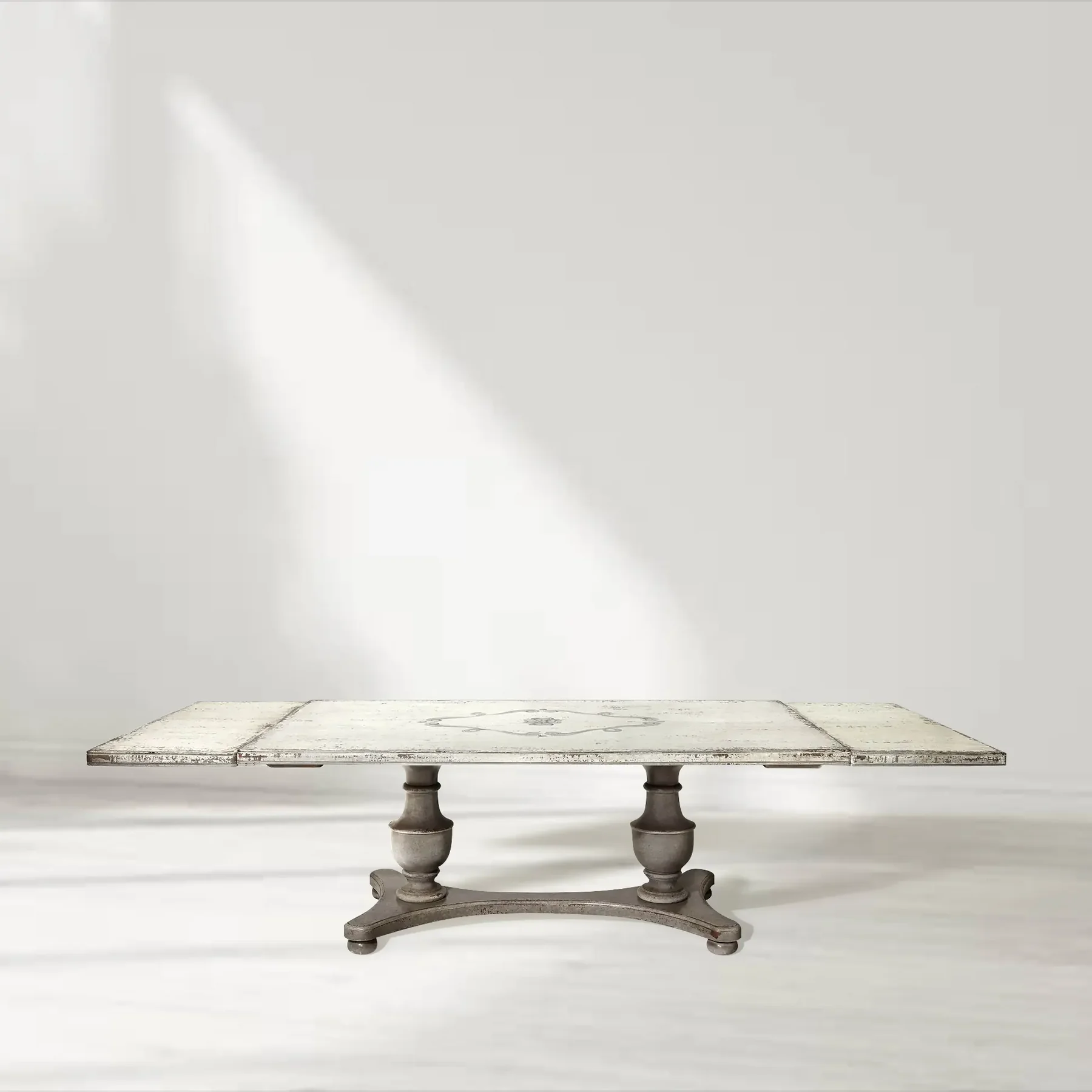 Bianco Reclaimed Wood Extendable Double Pedestal Dining Table
