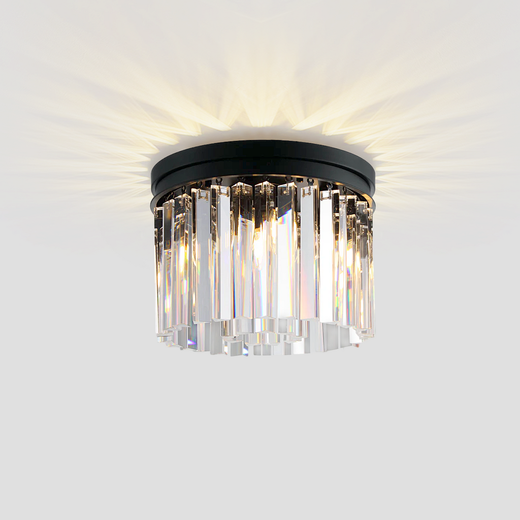 1920s Olion 1-Tier Crystal Round Flushmount